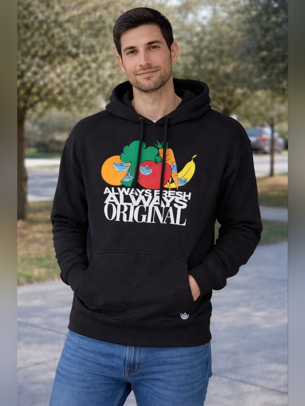 Adidas Hoodie Men's XL Black Graphic Sweatshirt Casual Sweatshirt
